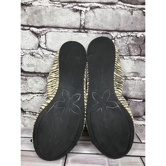 Kate Spade Zebra Print Ivory Black Stripe Patent Bow Ballet Flats Women Sz 8M US - Picture 12 of 16